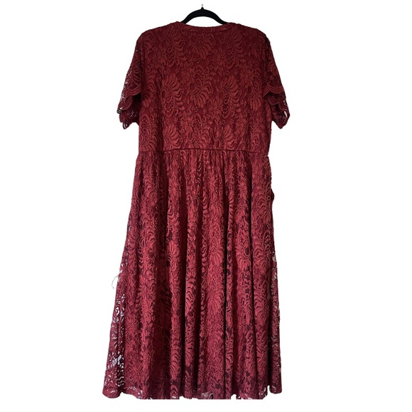 TORRID Plus Size Midi Lace Fit and Flare Dress - Brick - Picture 5 of 8